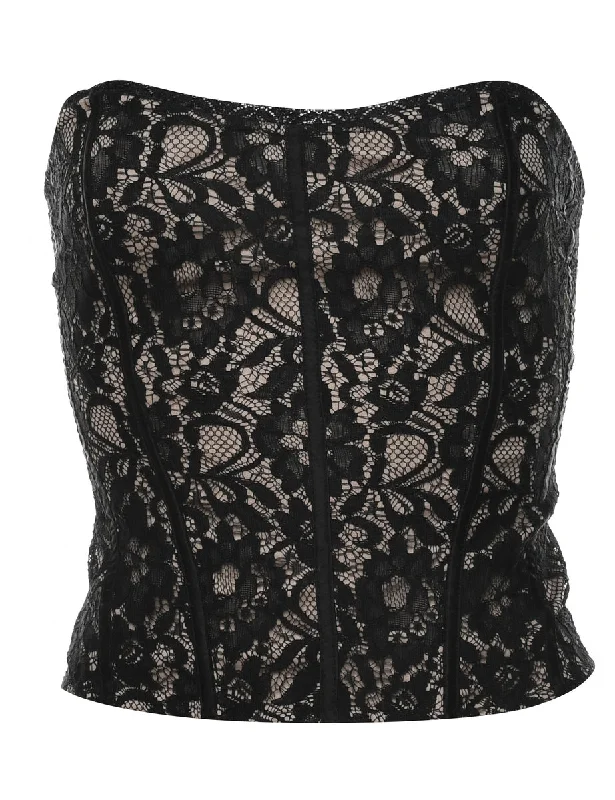 comfortable zip jacketBlack & Nude Classic Lace Corset Top - L