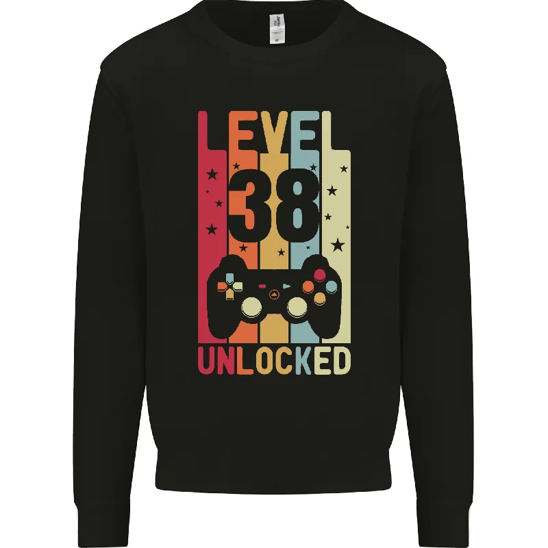 chic active hoodie38th Birthday Level Up Gaming 38 Year Old Mens Sweatshirt Jumper