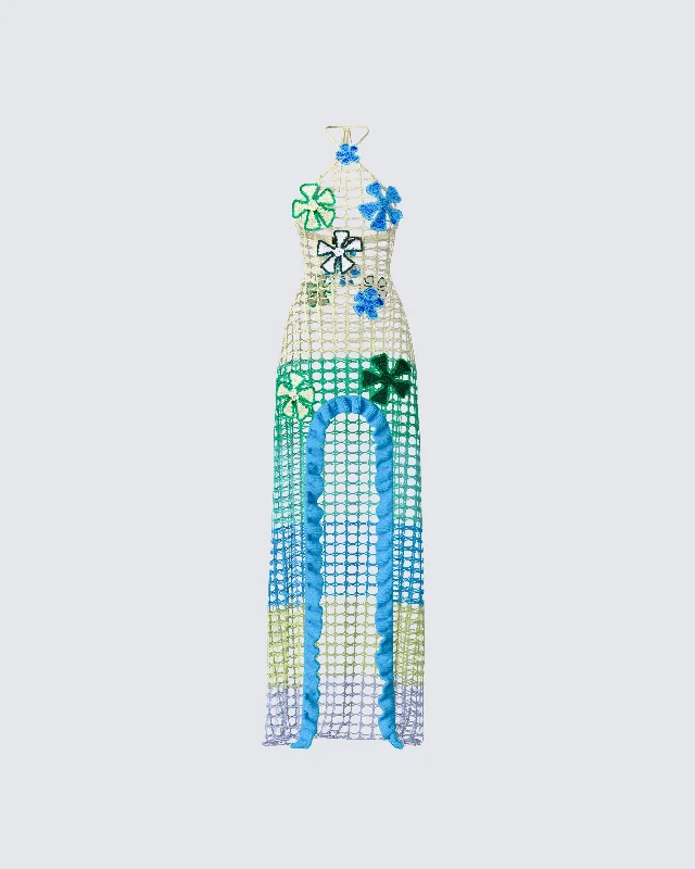 Super Deal casual shift dressMael Multi Crochet Floral Applique Dress