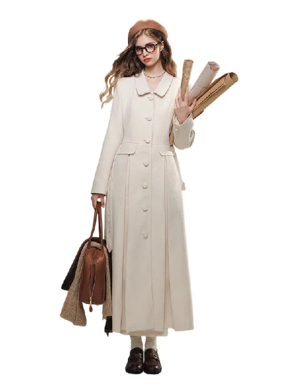 fitted jacketCloud White Long Woolen Coat