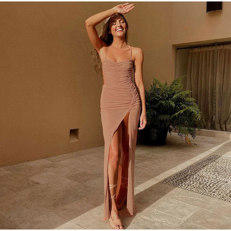 Price Smash knit dressDenise Pleated High Split Maxi Dress