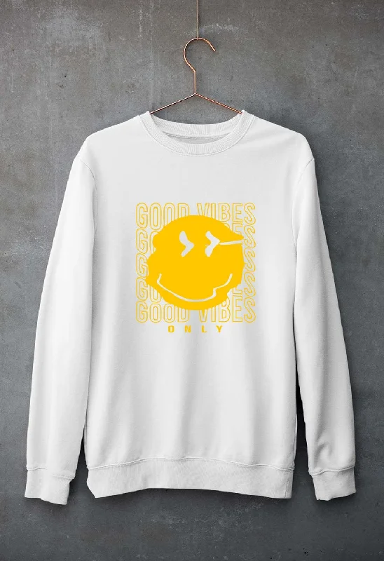 cozy workout hoodieGood Vibes Emoji Unisex Sweatshirt for Men/Women