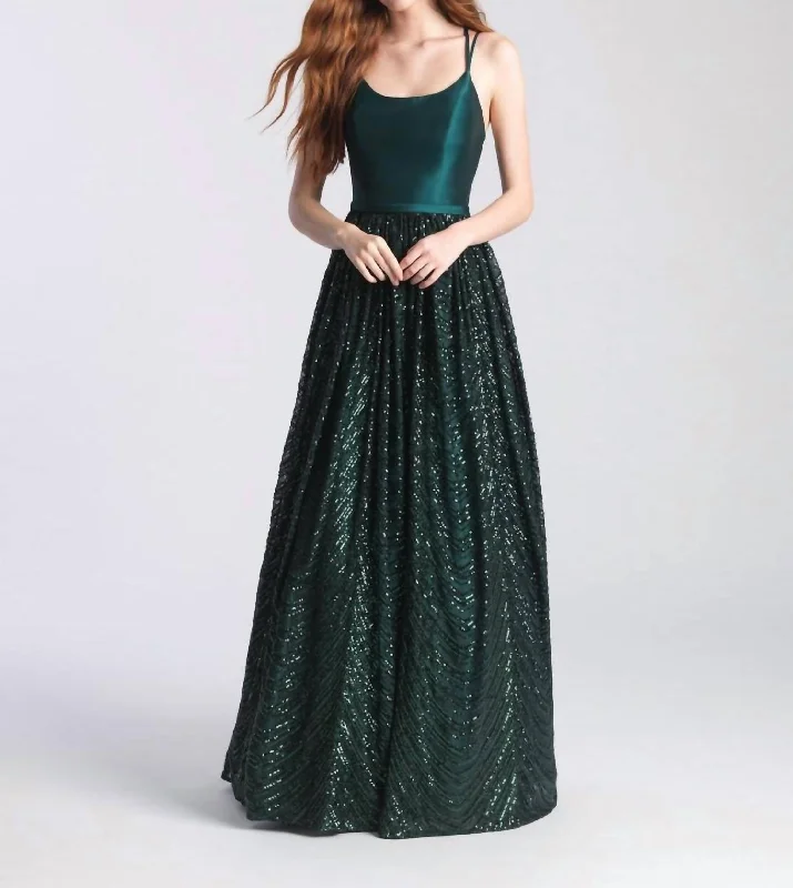 comfy maxi dressSatin And Tulle Ballgown In Green