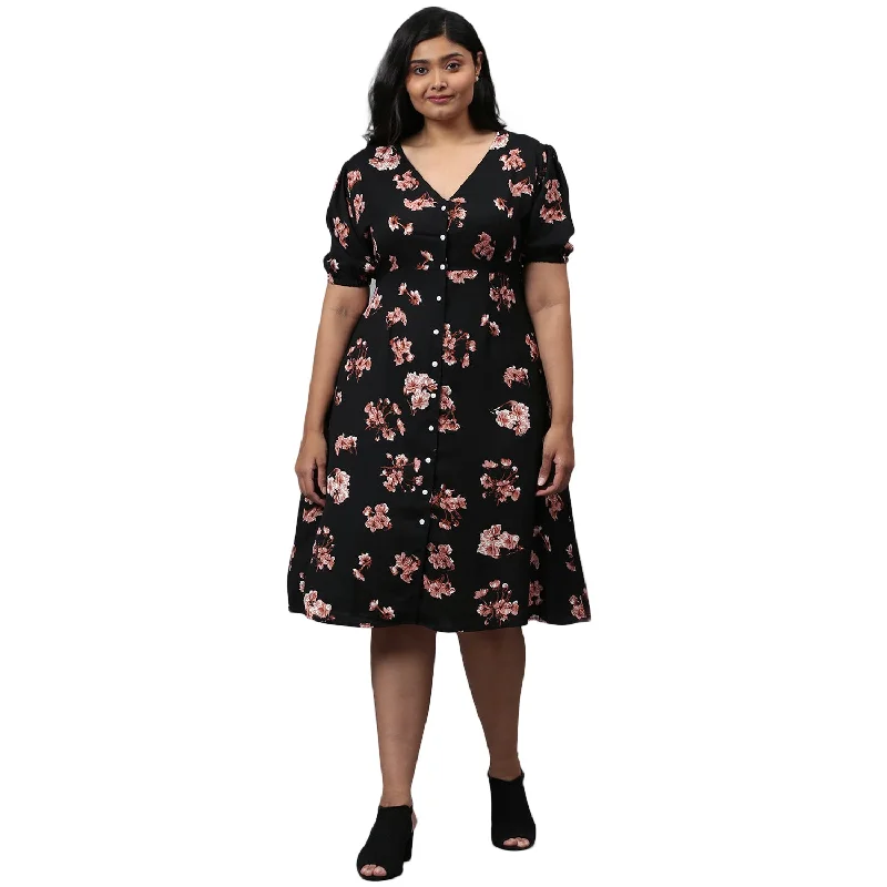 Hot Deal summer floral dressWomen Printed Knee-length Dress