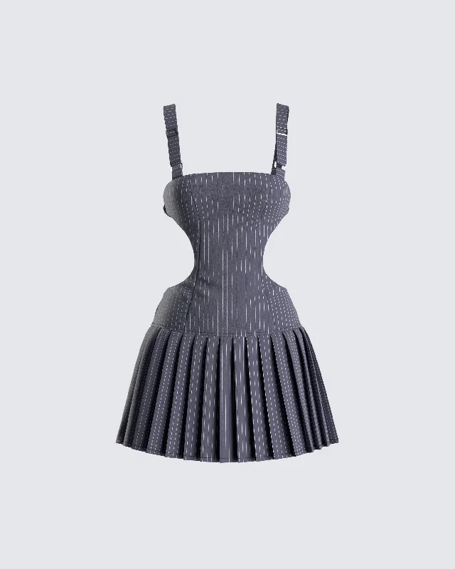 Big Discounts party dressSamus Grey Pinstripe Mini Dress