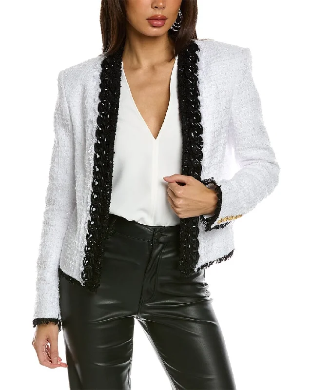 Epic Deals classic bomber jacketBalmain Side To Side Silicon Chain Tweed Jacket