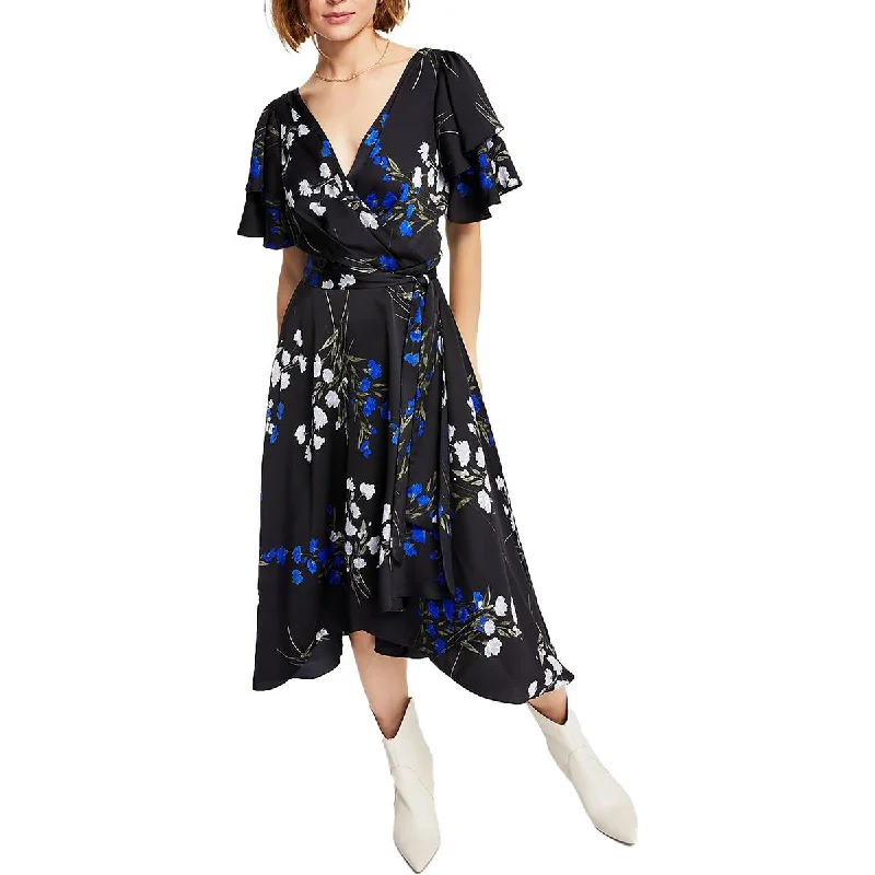 lace-up dressDKNY Womens Belted Midi Wrap Dress