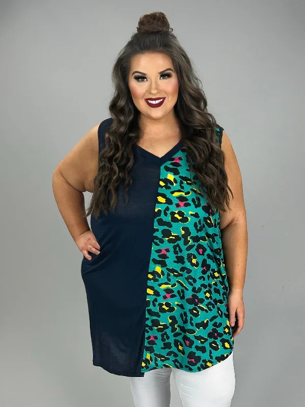 trendy wrap dress29 CP-Y {Lady Wild} Navy/Teal Animal Print Tunic PLUS SIZE 3X 4X 5X