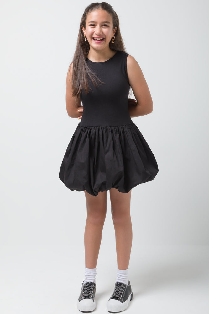 The Best Prices pleated maxi dressBubble Knit Woven Combo Dress Black