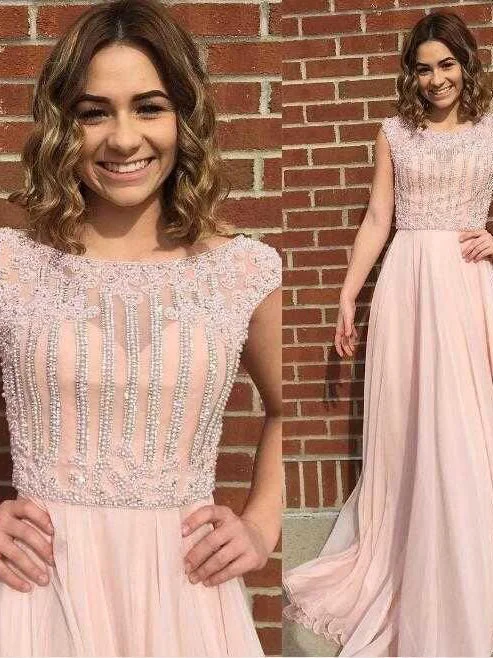Big Savings Sparkly Prom Dresses Bateau A line Long Sexy Beautiful Prom Dress JKL993