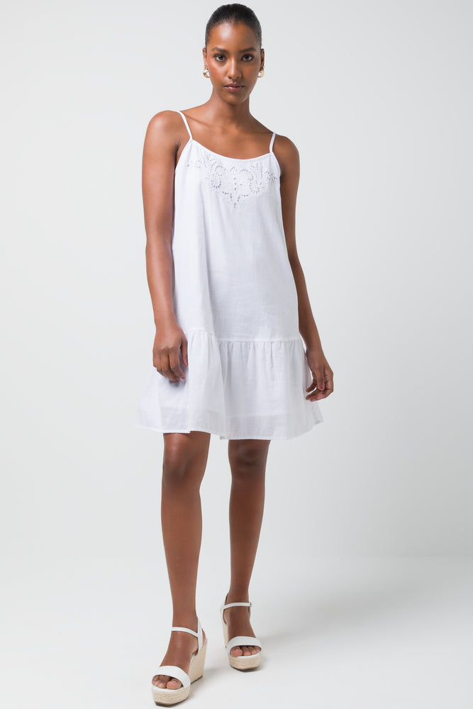 Savings Galore boho dressStrappy Anglais Tiered Dress White