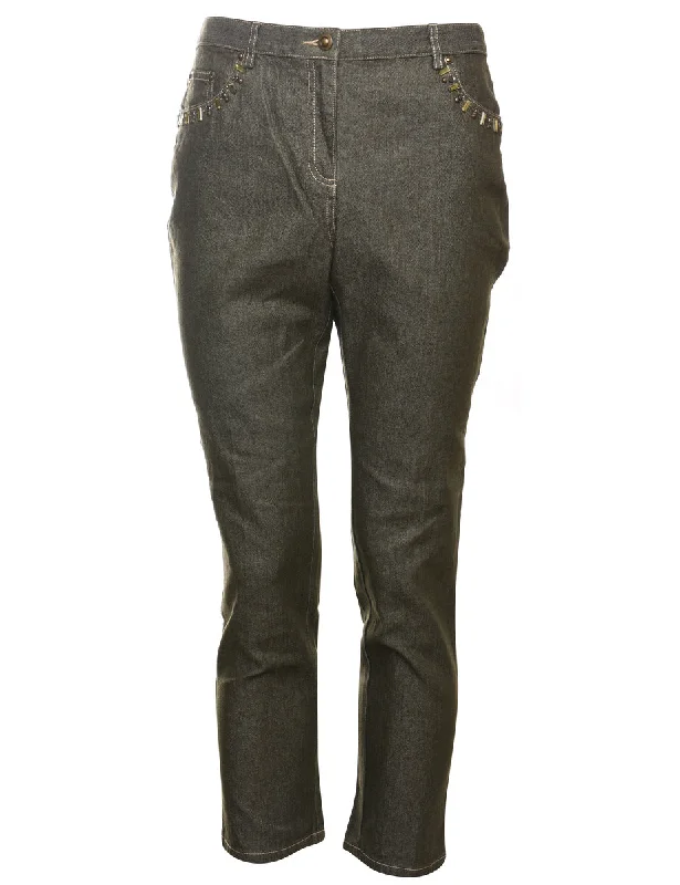 Limited Quantity chic coatDark Wash Beaded Denim Trousers - W32 L28