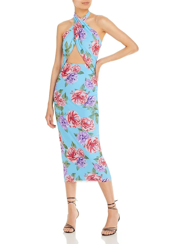 Daily Deals modern dressTana Womens Floral Print Wrap Halter Dress