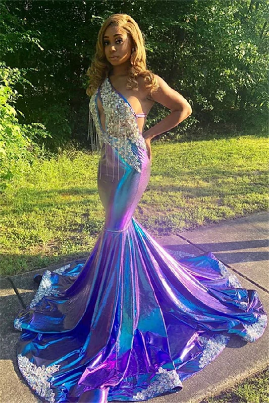 Time-Limited Offer Asymmetric Beads Appliques Prom Dresses Alluring Open Back Fit and Flare Evening Gowns