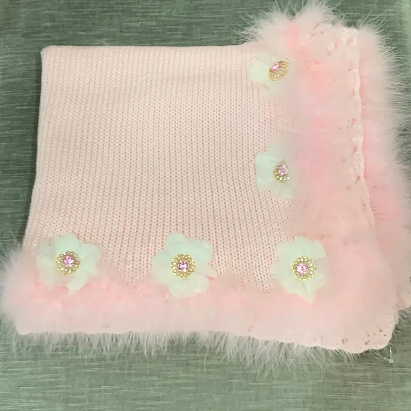 Holiday Sale elegant maxi dressCotton Crochet Pink Marabou Blanket