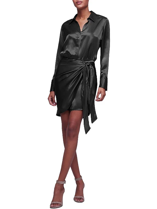 chic dressAtlus Womens Silk Faux Wrap Shirtdress