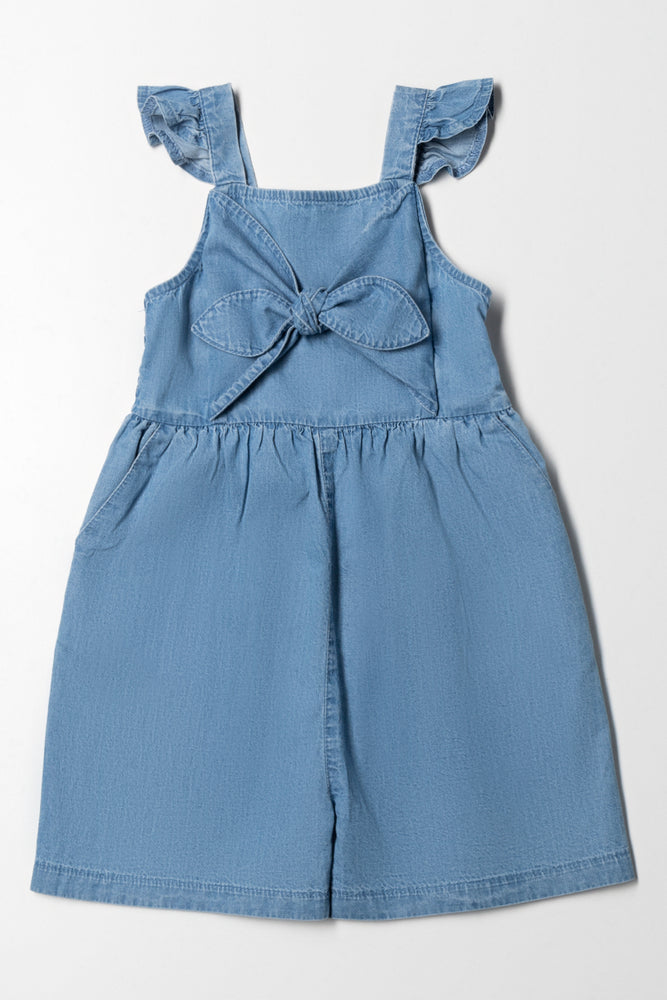 Savings Alert boho dressBow Denim Short Jumpsuit Blue