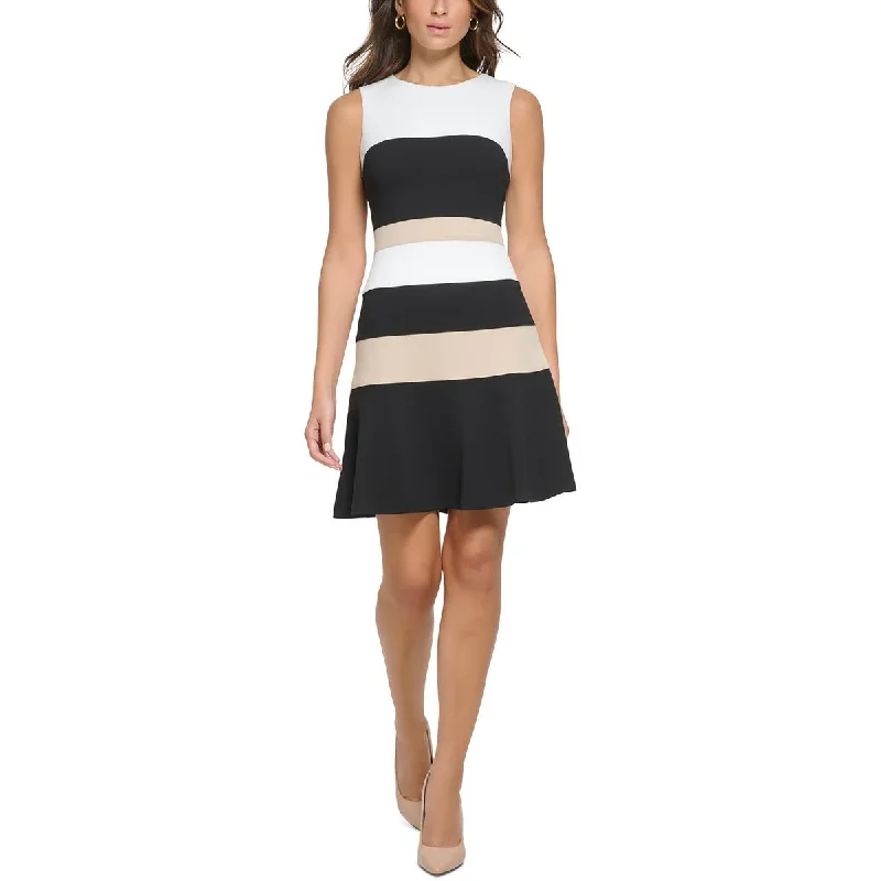 off-the-shoulder dressTommy Hilfiger Womens Petites Tiered  Wear To Work Dress