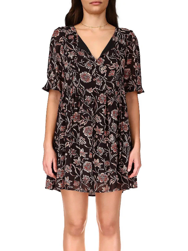 Clearance Event bodycon dressBloom Womens Puff Sleeve Floral Babydoll Dress