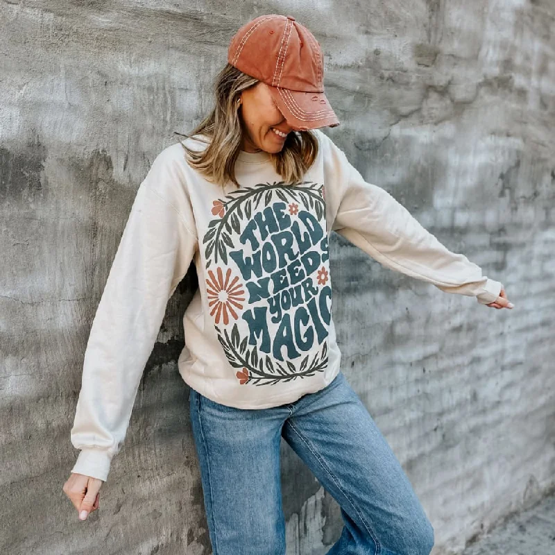 The Best Prices stylish training hoodieWorld Needs Your Magic Crewneck