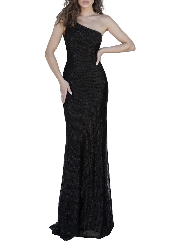 Buy More, Save More ruched dressWomens Beaded One Shoulder Evening Dress