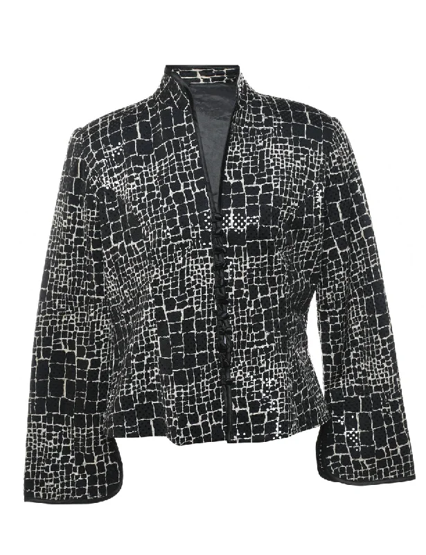 high-performance jacketBlack & Silver Snakeskin Pattern Evening Jacket - M