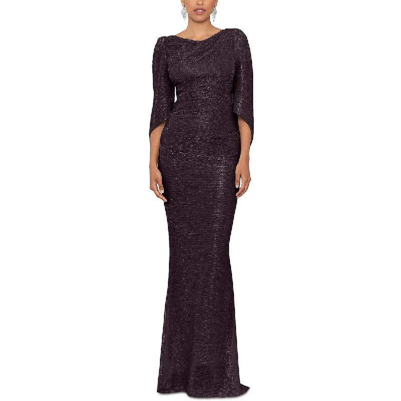 boho-chic dressBetsy & Adam Womens Metallic Cape Sleeve Evening Dress