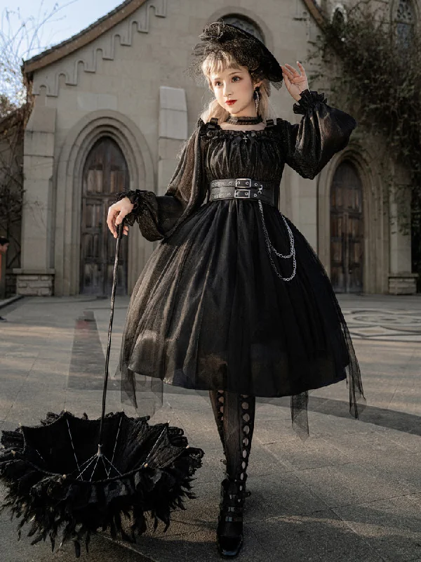 Super Deal vintage-inspired dressYour Princess~Gothic Lolita High Waist Black Dress
