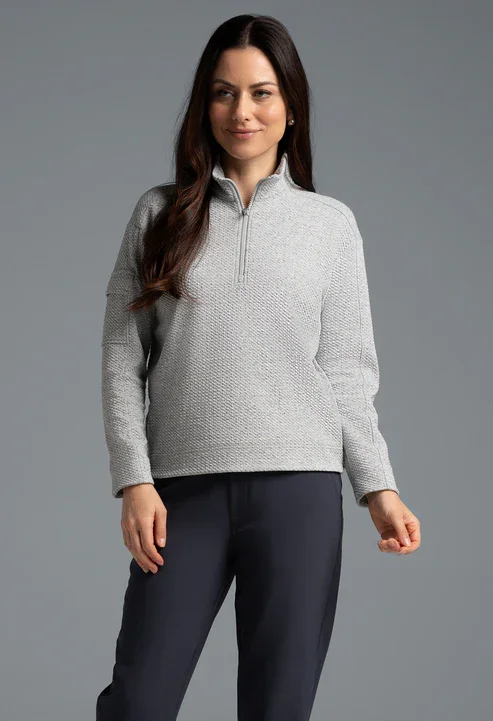 oversized jacketIBKUL Popcorn Stitch 1/4 Zip Pullover- Oxford