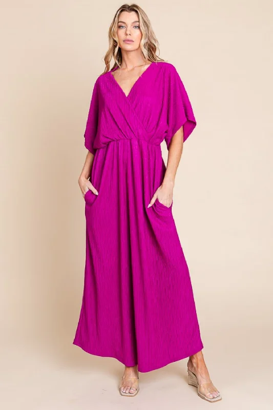 ruched dressBOMBOM Surplice Maxi Dress with Pockets