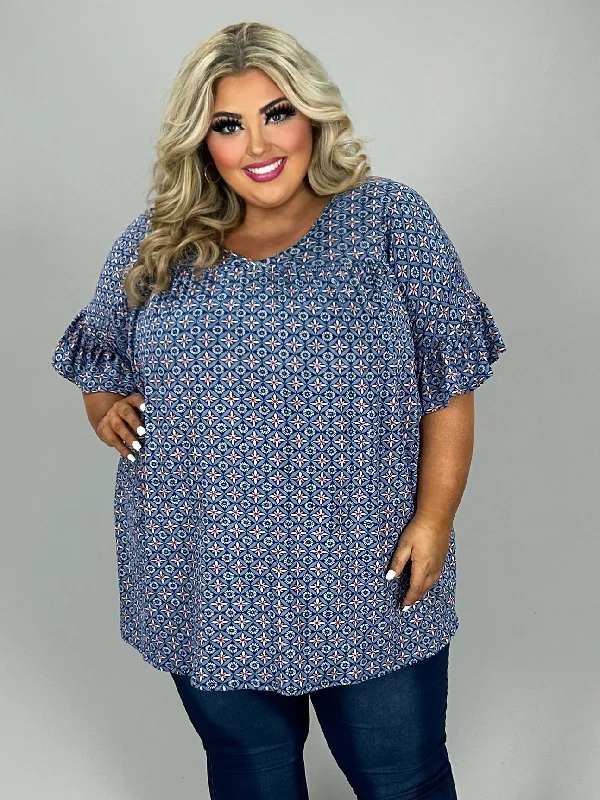 classic fit-and-flare dress23 PSS {Pretty As A Picture} Blue Floral V-Neck Tunic EXTENDED PLUS SIZE 4X 5X 6X