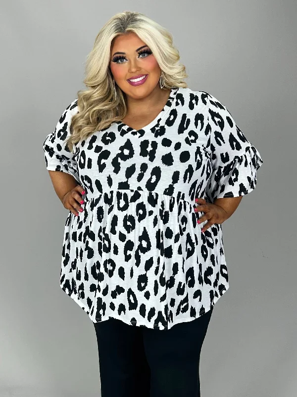 puff sleeve dress73 PSS {Ready For A Change} Black/White Leopard Tunic EXTENDED PLUS SIZE 3X 4X 5X