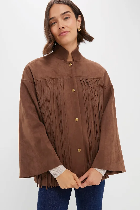 high-fashion jacketChocolate Suede Fringe Marant Shirt Jacket