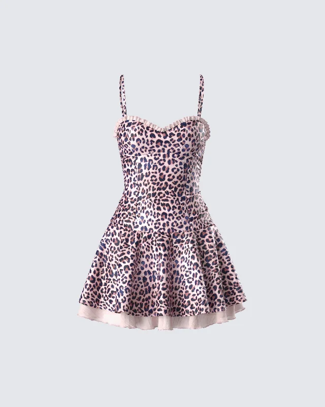 Lowest Prices v-neck dressMaxima Brown Leopard Print Mini Dress