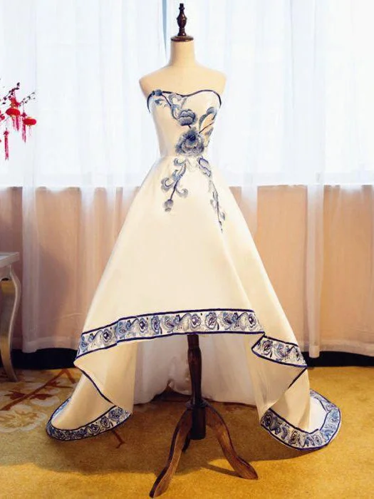 Price Drop Alert High Low Prom Dresses Sweetheart Embroidery Aline Chic Prom Dress JKL970