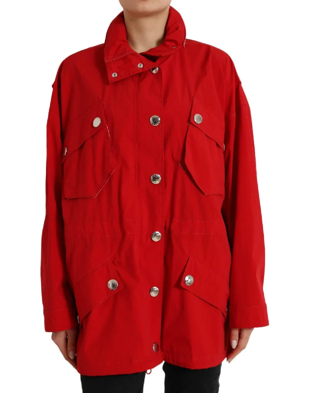 cozy zip jacketDolce & Gabbana  Oversized Red Trench Coat