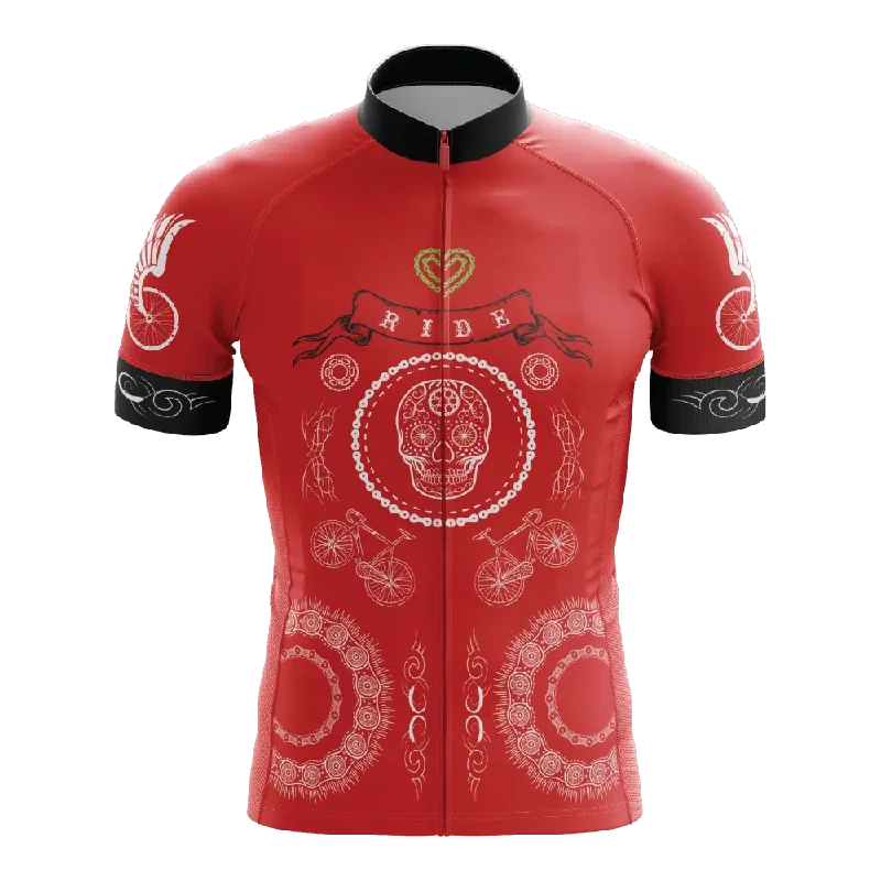 Price Reduction bold fitness hoodieSkull & Gears Red Short Sleeve Cycling Jersey