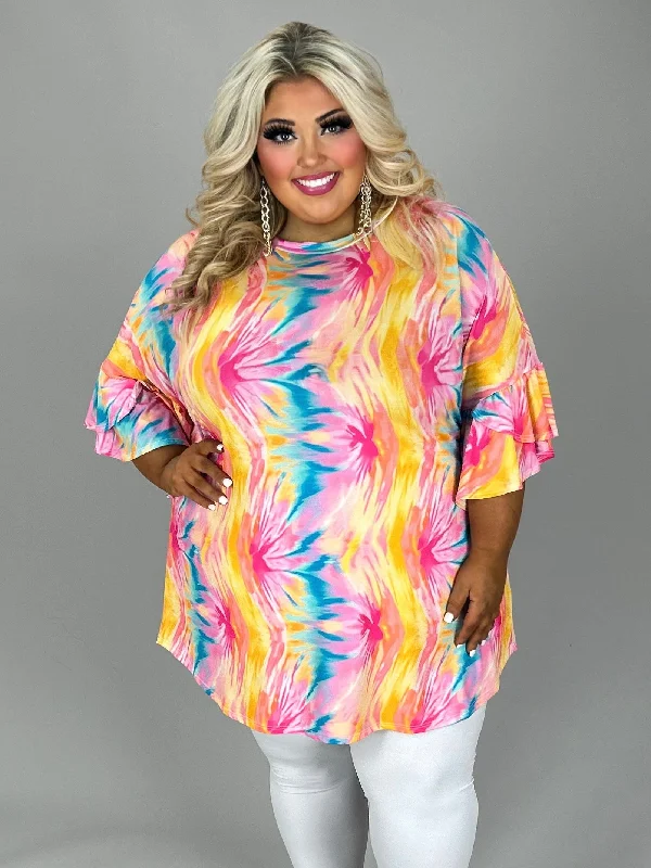 casual shift dress32 PQ {Fierce Competitor} Pink/Multi-Color Tie Dye Tunic EXTENDED PLUS SIZE 4X 5X 6X