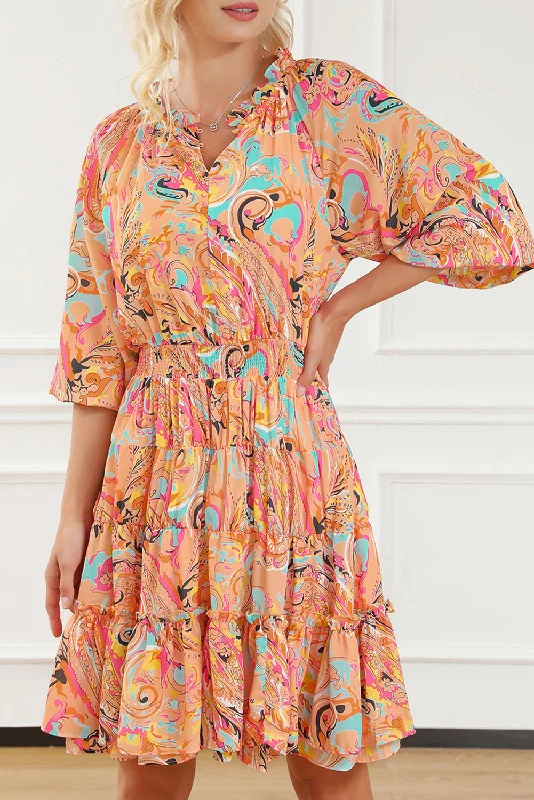 Steals and Deals Multicolour Paisley Print Frilled Mini Dress