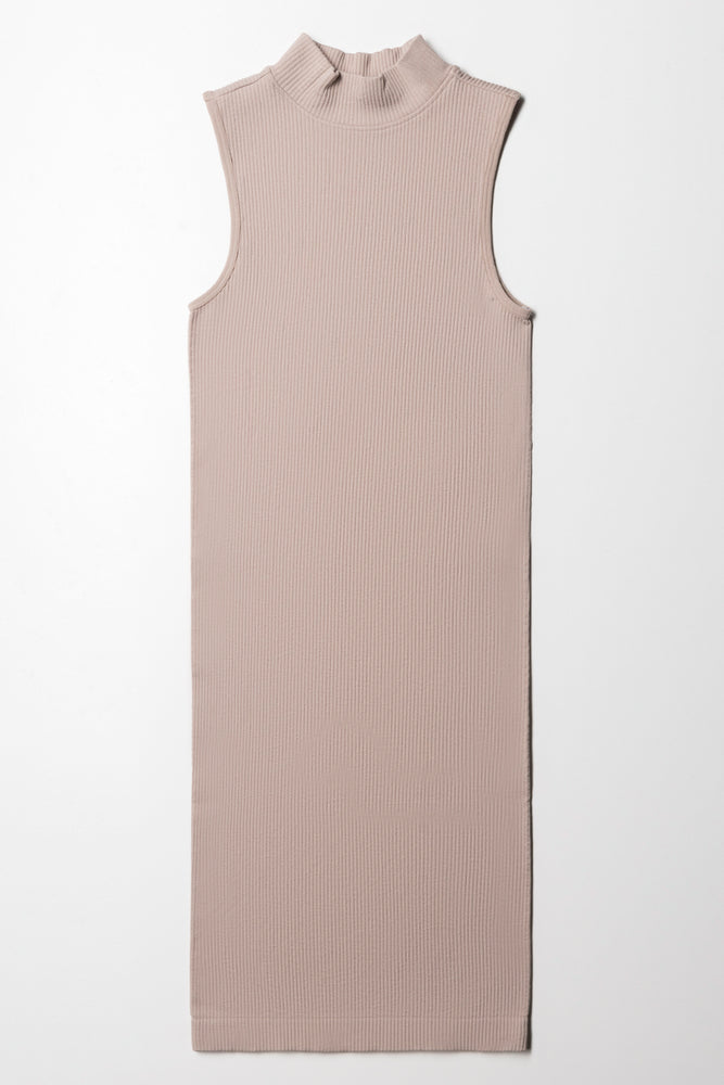 Online Only formal dressSeamless Turtle Neck Sleeveless Dress Natural