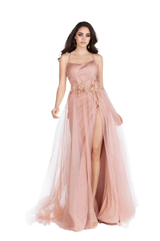 mini dressAbby Paris 90087 Size 6 Rose Gold Long Shimmer Maxi Slit Prom Dress Pageant Gown Formal Shimmer