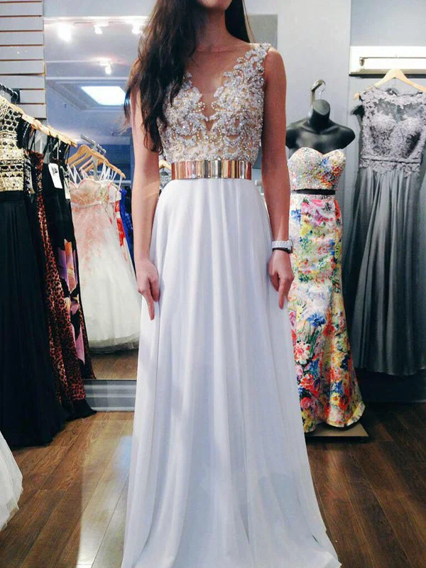 Exclusive Preview Chic Prom Dresses Open Back Floor-length Long A-line Sexy Prom Dress JKL850