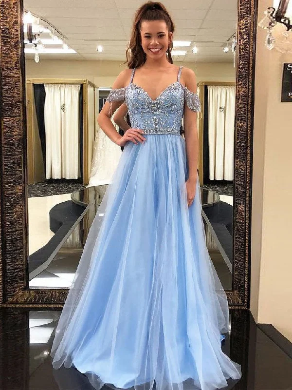Limited Time Long Prom Dresses Aline Straps Beading Prom Dress Sexy Evening Dress JKL1046