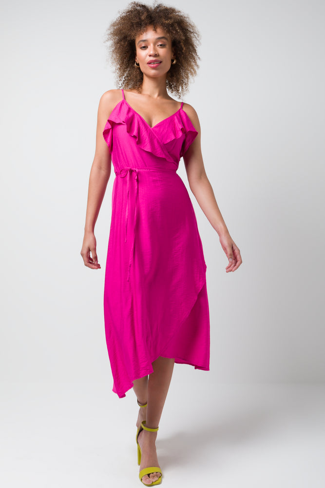 Best Seller comfy dressStrappy Wrap Dress Pink