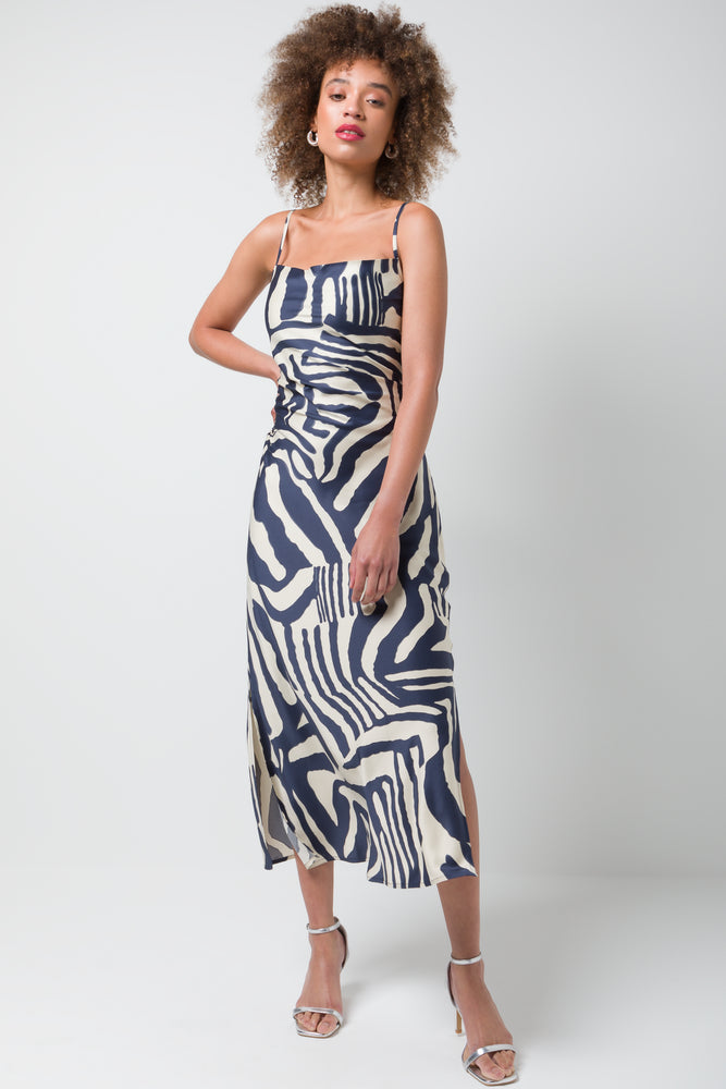 Price Cut chic dressSatin Slip Dress Navy