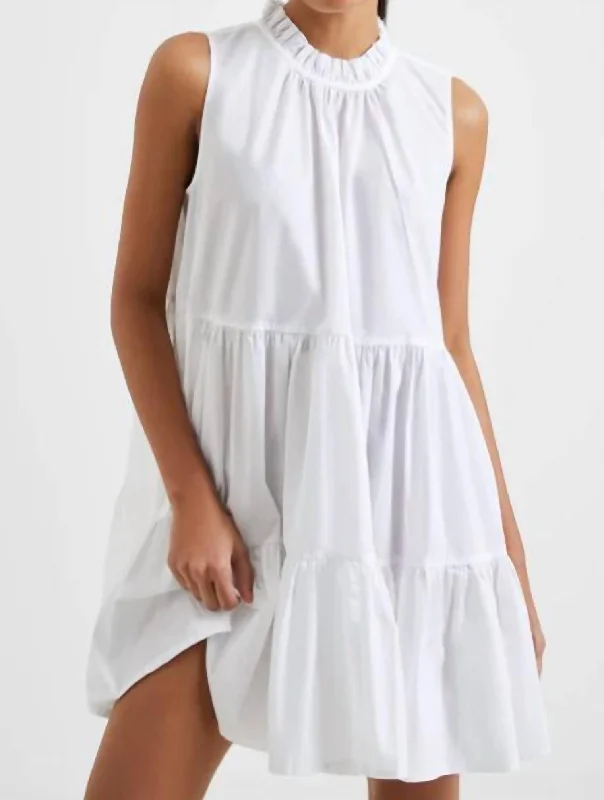 casual slip dressRhodes Poplin Sleeveless Tiered Dress In White