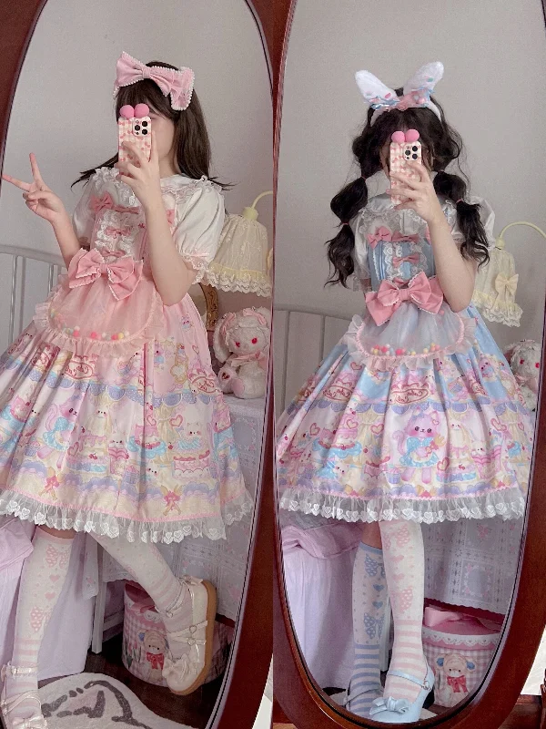 Referral Discount one-shoulder dress(Buyforme)Sugar Girl~Cute Lolita Cat Printed Sweet JSK Dress