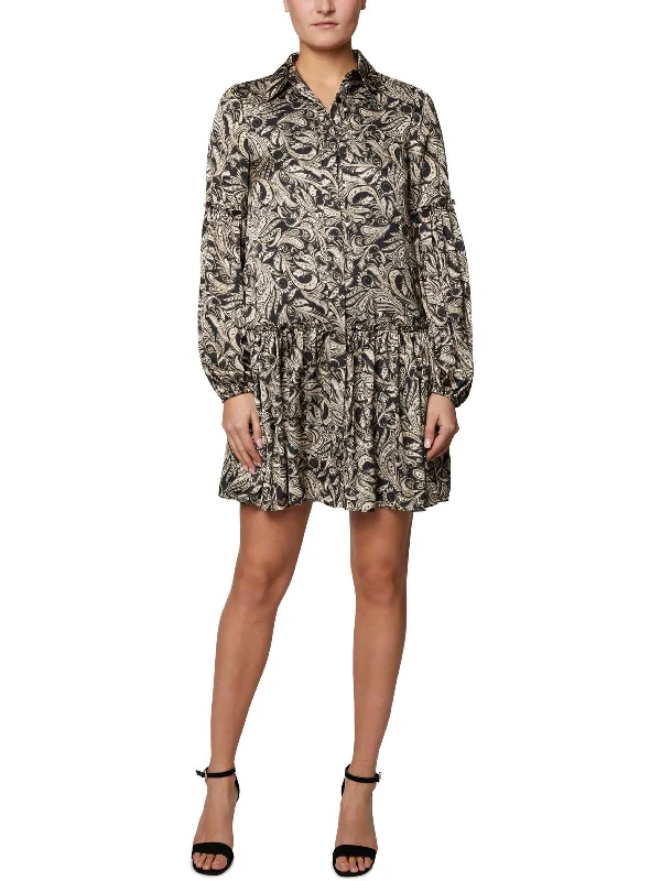 Savings Spectacular flowy dressWomens Collared Mini Shirtdress