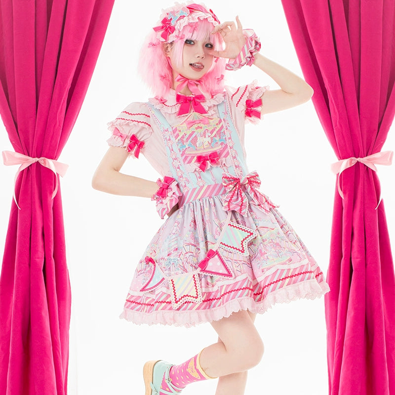 Big Savings casual slip dress(Buyforme)Letters from Unknown Star~Candy Park Salopette Sweet Lolita Jumper Dress Set