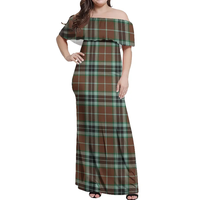 Year-End Sale Thomson Hunting Modern Tartan Off Shoulder Long Dress
